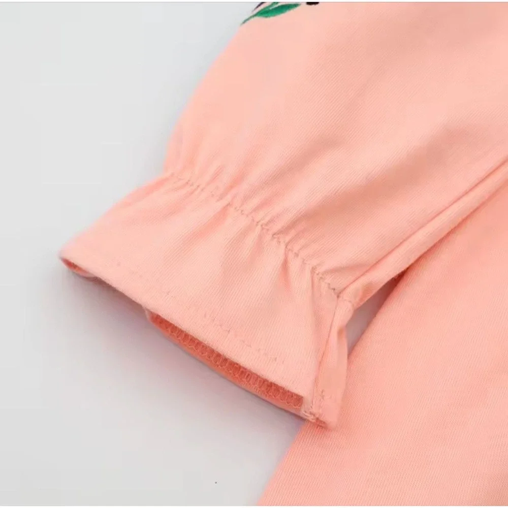 Girl's Long Sleeve Embroidered Dress PEACH Color SZ:‎ 5T NWT